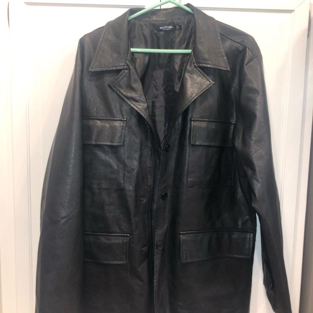 Nasty Gal Long Leather Jacket